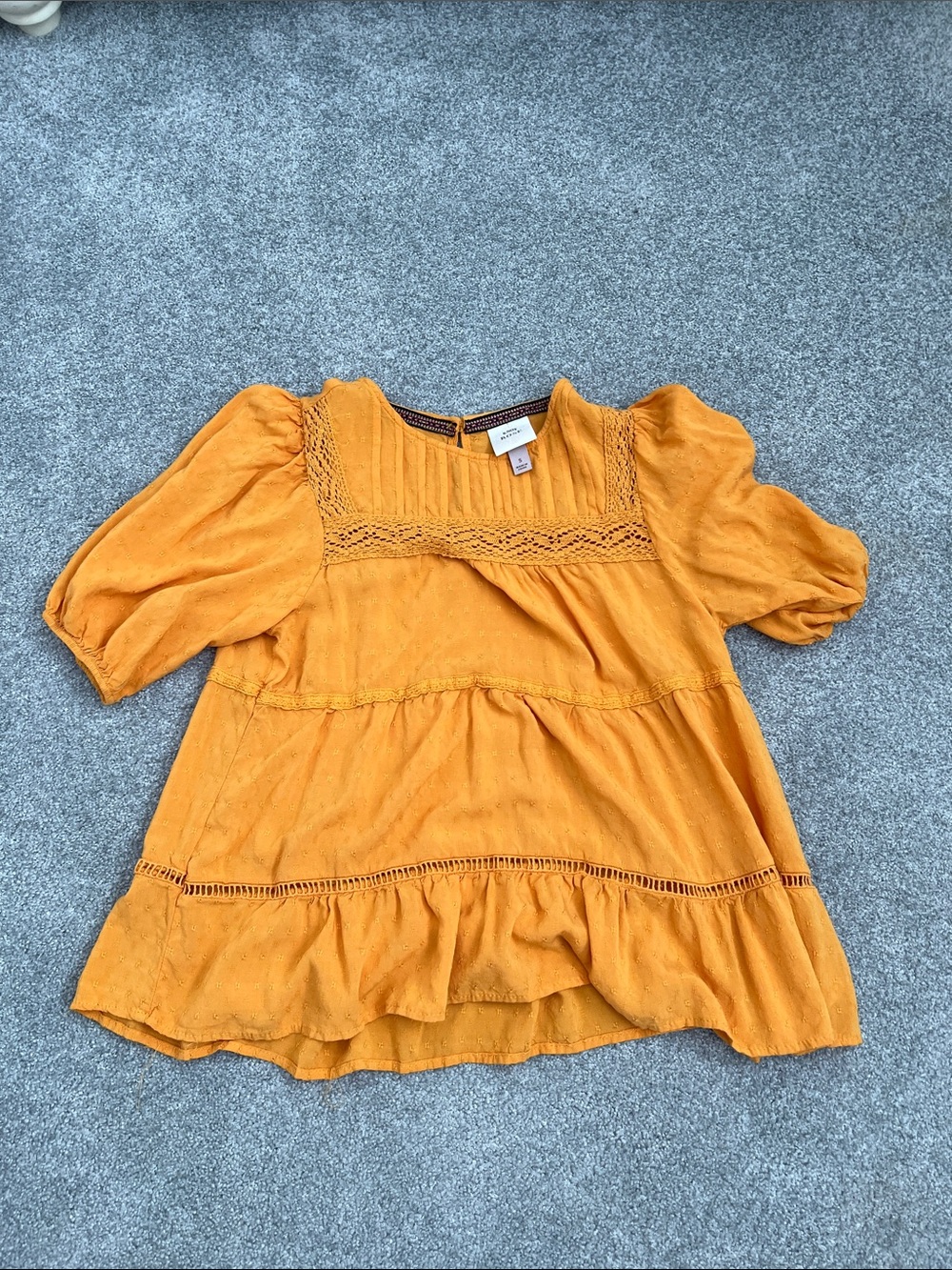 Women’s Mustard Yellow Peasant Top - Lightweight Ruffle Sleeve Blouse